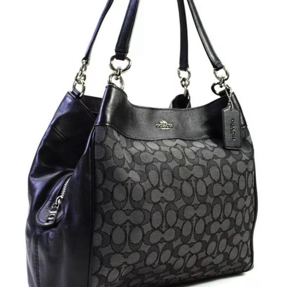 Coach Black and Gray Canvas & Leather Monogram Satchel. - Picture 2 of 10